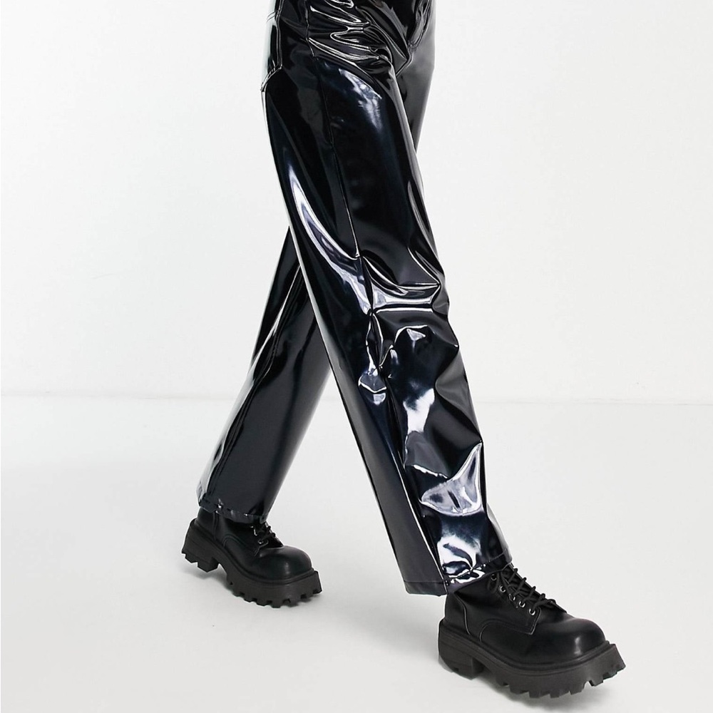 Topshop Baggy jean in Blue Vinyl - Picture 2 of 4